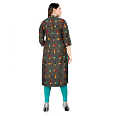 Generic Women's Rayon Foil Printed Straight Kurti (MehandhiGreen)