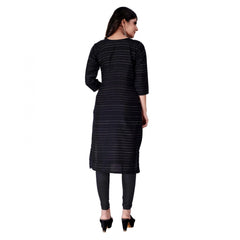 Generisches, gerades Kurti aus bedruckter Baumwollspinnerei für Damen (schwarz)