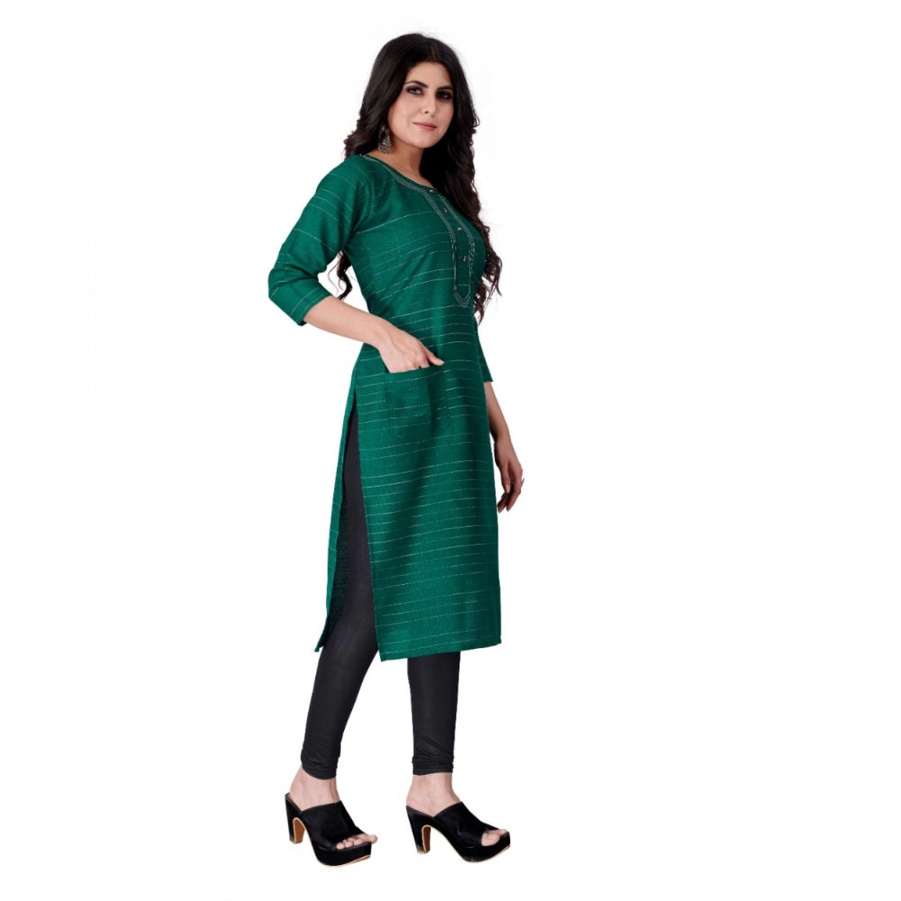 Generisches, gerades Kurti aus Baumwollspinnerei mit Aufdruck für Damen (Grün)