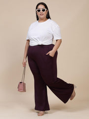 Flambeur Women's Plus Size Casual Solid Trouser