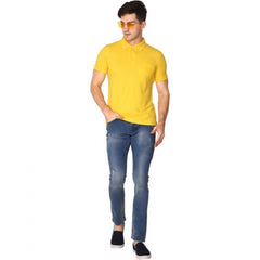 Generic Men's Half Sleeve Polo Collar Cotton T Shirt (Yellow)