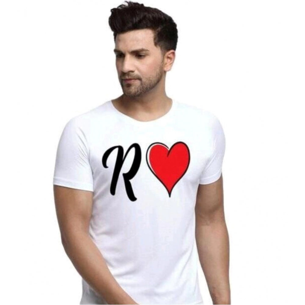 Generisches Herren-T-Shirt aus Polyester mit halben Ärmeln und Rundhalsausschnitt (weiß)