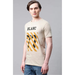 Generisches Herren-T-Shirt aus Baumwolle mit halben Ärmeln und Rundhalsausschnitt (Beige)