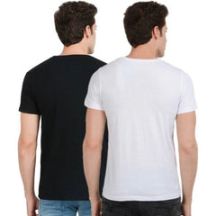 Generic Men's Half Sleeve Round Neck Polyester T Shirt (Black And White)