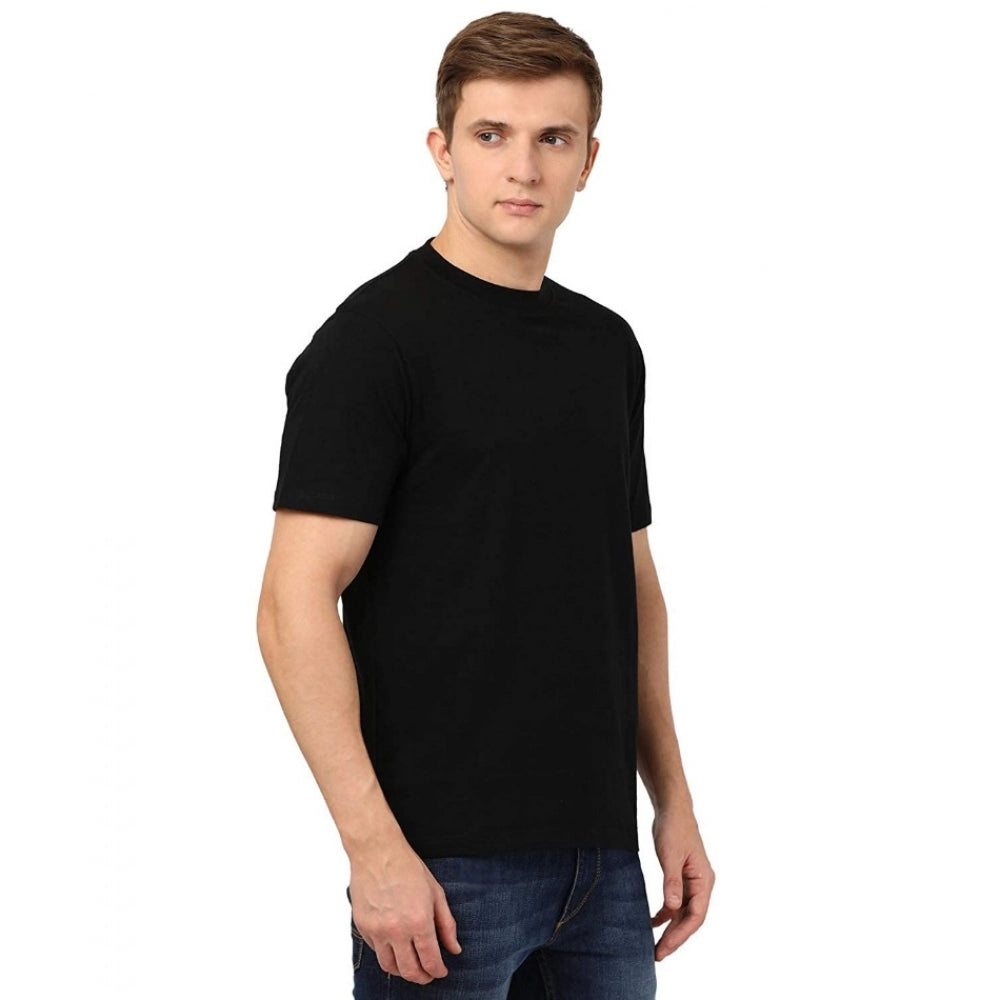 Generic Men's Half Sleeve Round Neck Polyester T Shirt (Black)