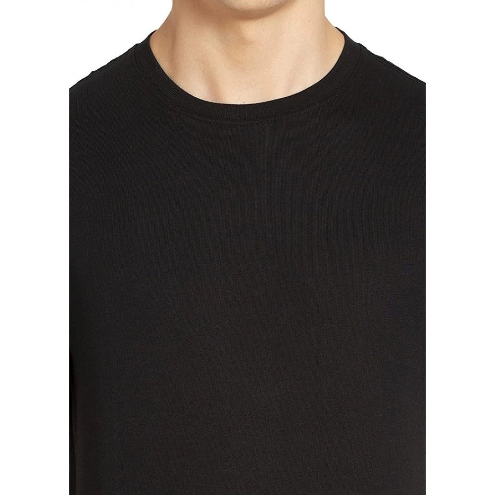 Generic Men's Half Sleeve Round Neck Cotton T Shirt (Black)