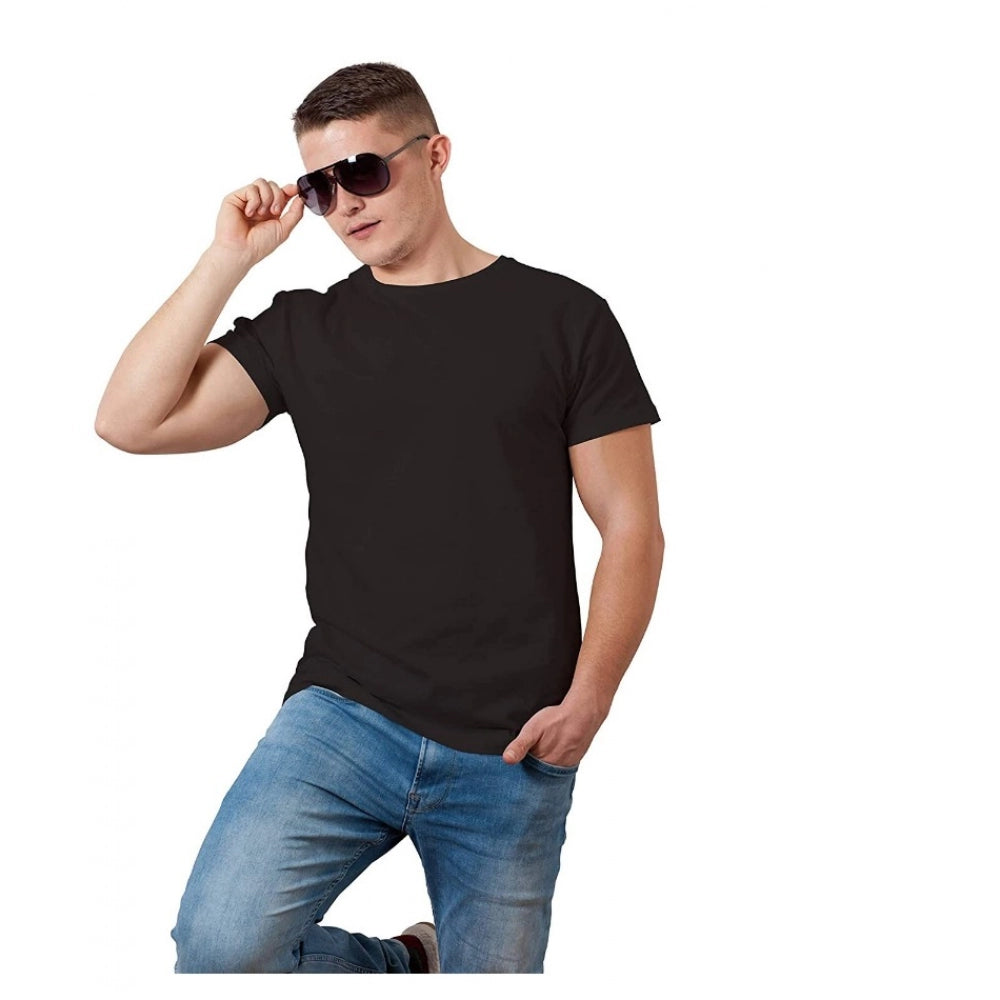 Generic Men's Half Sleeve Round Neck Cotton T Shirt (Black)