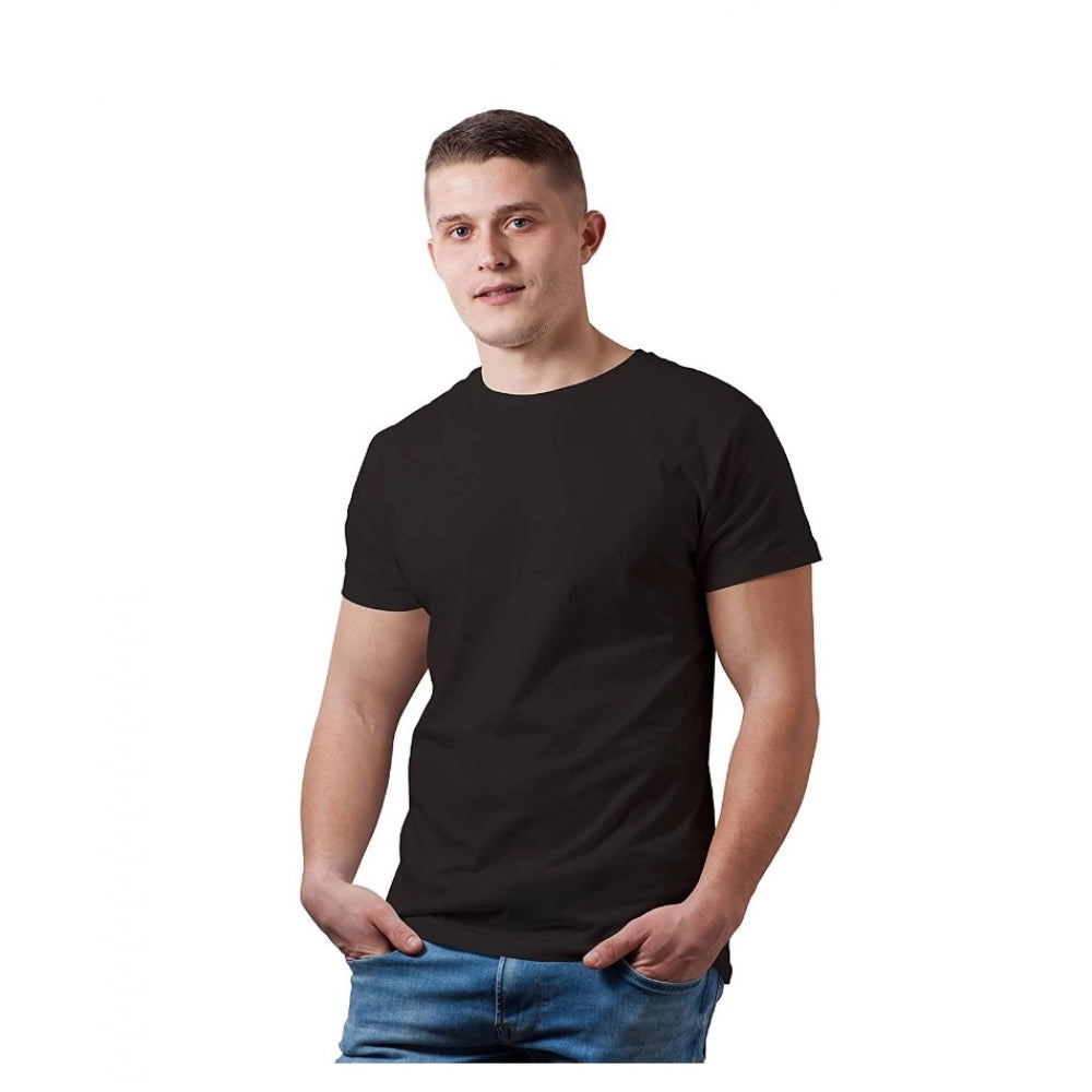 Generic Men's Half Sleeve Round Neck Cotton T Shirt (Black)