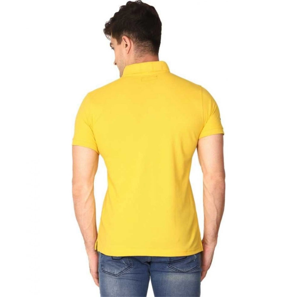 Generic Men's Half Sleeve Polo Collar Cotton T Shirt (Yellow)