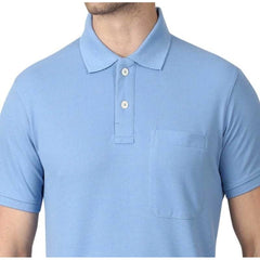 Generic Men's Half Sleeve Polo Collar Cotton T Shirt (Sky Blue)