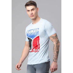 Generisches Herren-T-Shirt aus Baumwolle mit halben Ärmeln und Rundhalsausschnitt (blau)