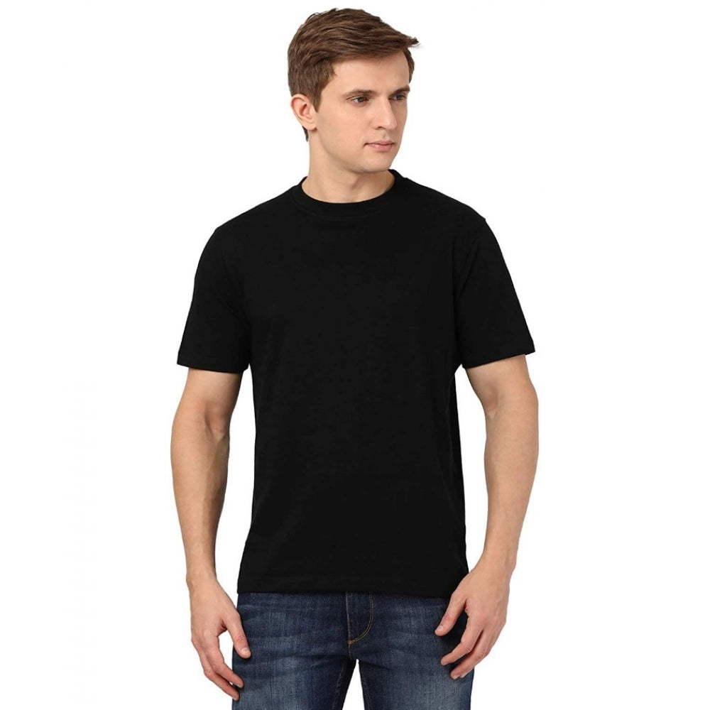 Generic Men's Half Sleeve Round Neck Polyester T Shirt (Black)