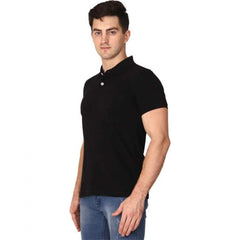 Generic Men's Half Sleeve Polo Collar Cotton T Shirt (Black)