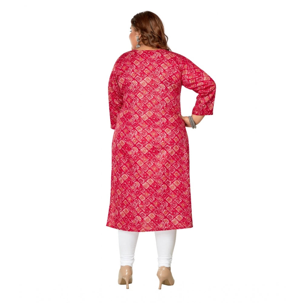 Generisches Damen-Kurti mit 3/4-Ärmeln und goldenem Foliendruck, gerade geschnittenes Kapsel-Baumwoll-Kurti (Pink)