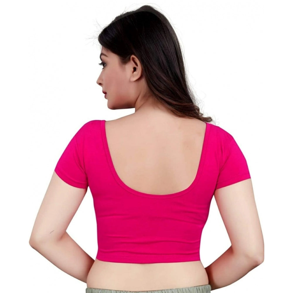 Generische kurzärmlige Fertigbluse aus Baumwolle und Lycra für Damen (Rosa, Einheitsgröße)