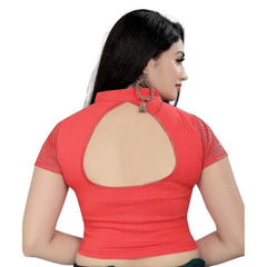 Generische kurzärmlige Fertigbluse aus Baumwolle und Lycra für Damen (Orange, Einheitsgröße)