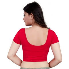 Generische kurzärmlige Fertigbluse aus Baumwolle und Lycra für Damen (Rot, Einheitsgröße)