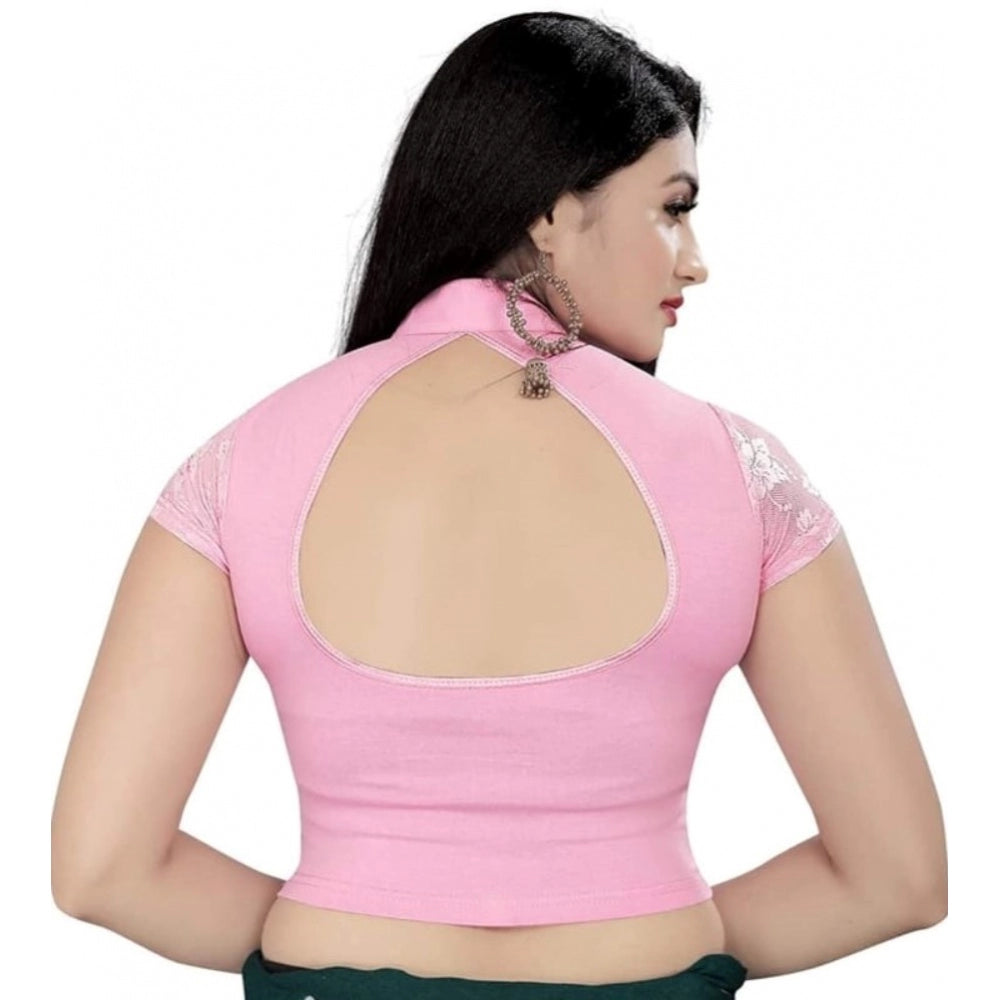 Generische kurzärmlige Fertigbluse aus Baumwolle und Lycra für Damen (Babyrosa, Einheitsgröße)