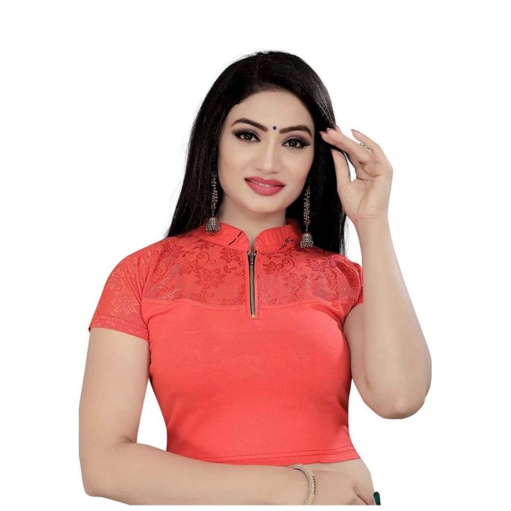 Generische kurzärmlige Fertigbluse aus Baumwolle und Lycra für Damen (Orange, Einheitsgröße)