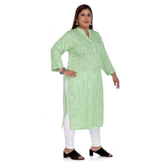 Generic Women's Casual 3/4th Sleeve Imported Synthetix Full printed Straight Kurti (Pista Green)