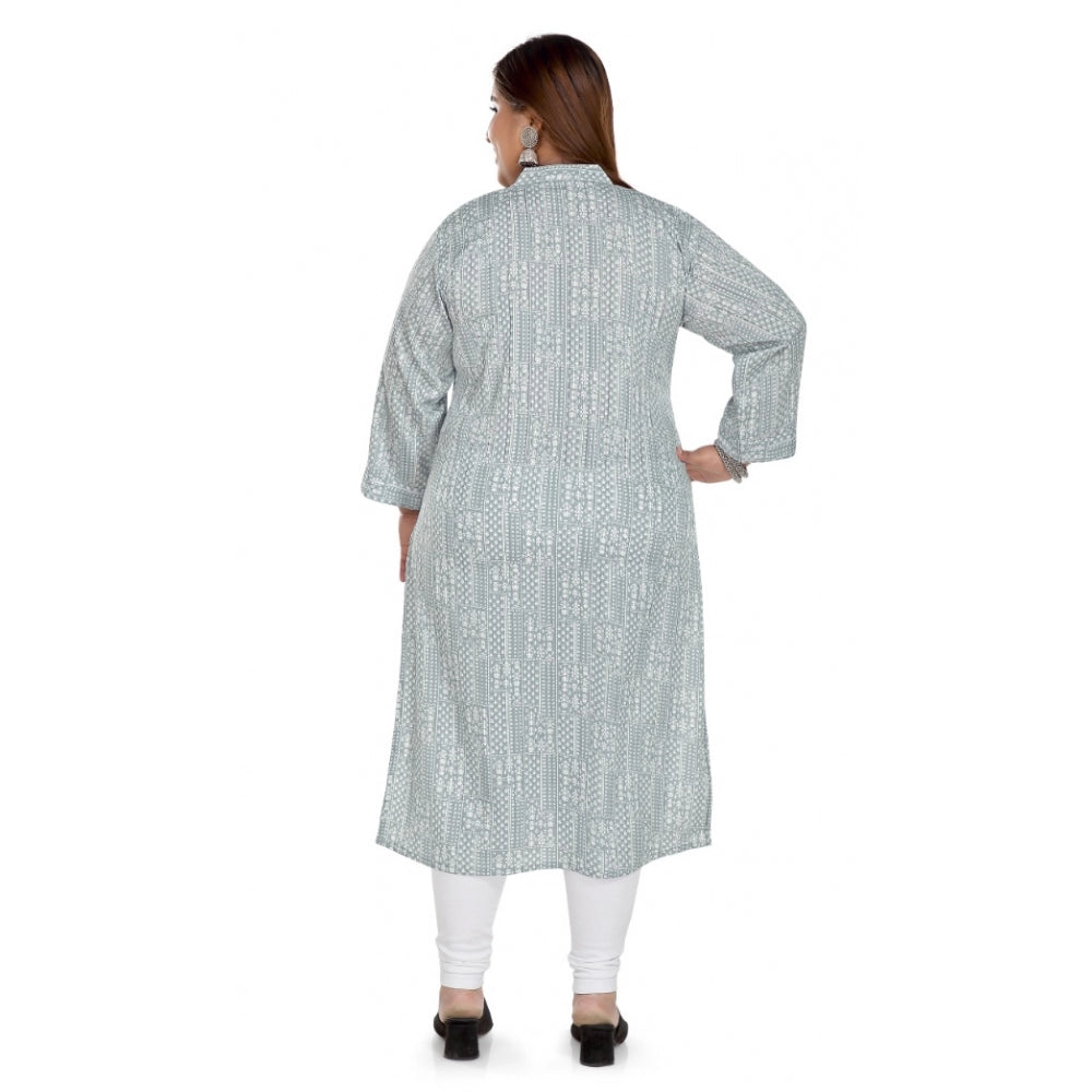 Generisches, lässiges, gerades Kurti mit 3/4-Ärmeln aus importiertem Synthetix (grau) für Damen