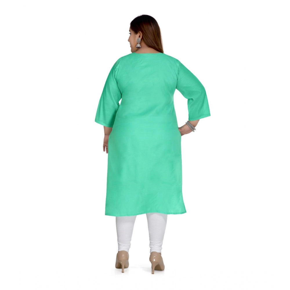 Generisches Damen-Kurti mit 3/4-Ärmeln, Viskose, bestickt, gerade, (grün)