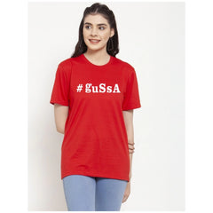 Generic Women's Cotton Blend Gussa Printed T-Shirt (Red)