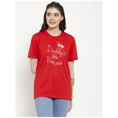 Generic Women's Cotton Blend Daddy's Little Princess Printed T-Shirt (Red)