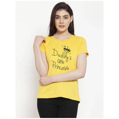 Generic Women's Cotton Blend Daddy's Little Princess Printed T-Shirt (Yellow)