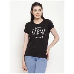 Generisches Damen-T-Shirt mit Karma-Aufdruck aus Baumwollmischung (Schwarz)