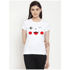 Generic Women's Cotton Blend Graphic Print Printed T-Shirt (White)