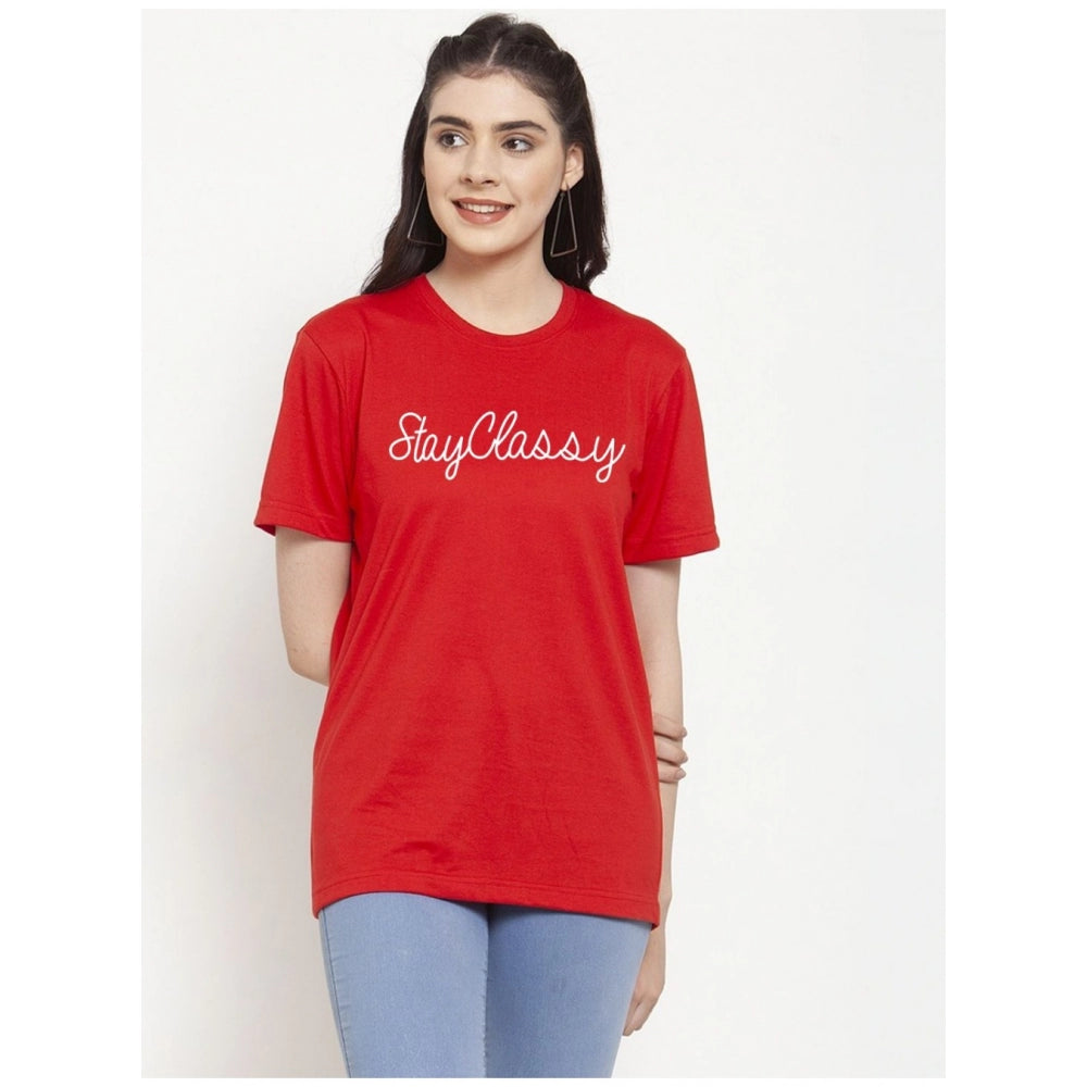 Generisches Damen-T-Shirt mit Aufdruck „Stay Classy“ aus Baumwollmischung (Rot)