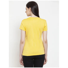 Generic Women's Cotton Blend Kaafi Cutee Printed T-Shirt (Yellow)