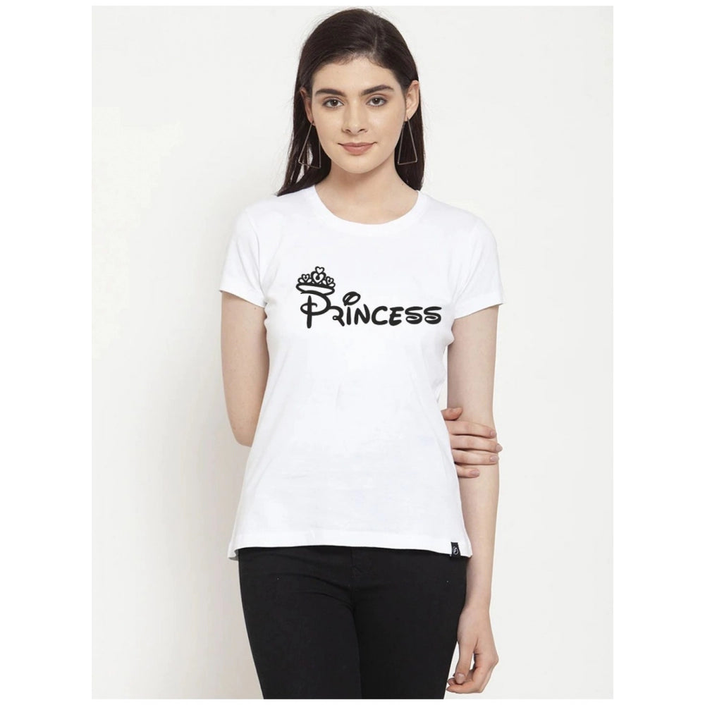 Generic Women's Cotton Blend Princess Printed T-Shirt (White)