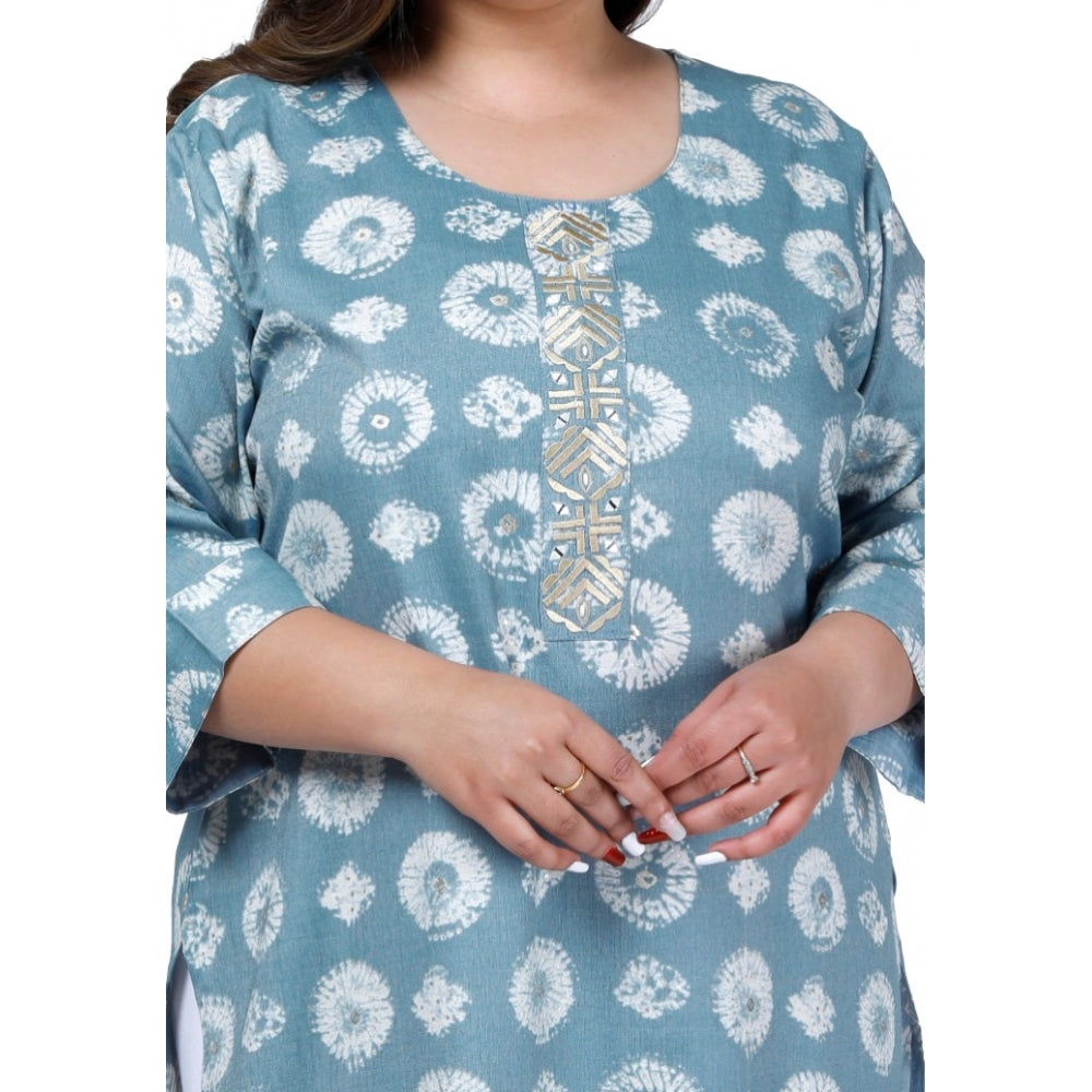 Generisches Bürokleid für Damen mit goldener Folie, gerades Kurti (Hellblau)