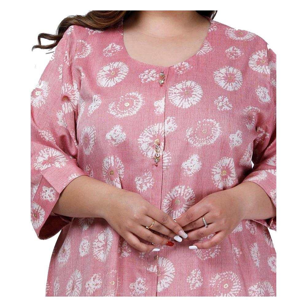 Generisches A-Linien-Kurti mit goldener Folienkapsel für das Büro (Pink) für Damen