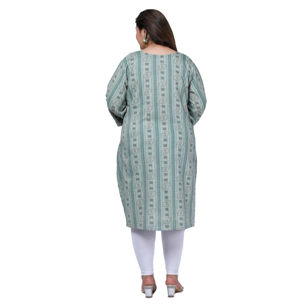 Generic Women's Office wear Golden Foil Capsule A-Line Kurti (Light Green)