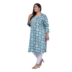 Generic Women's Office wear Golden Foil Capsule Straight Kurti (Light Blue)