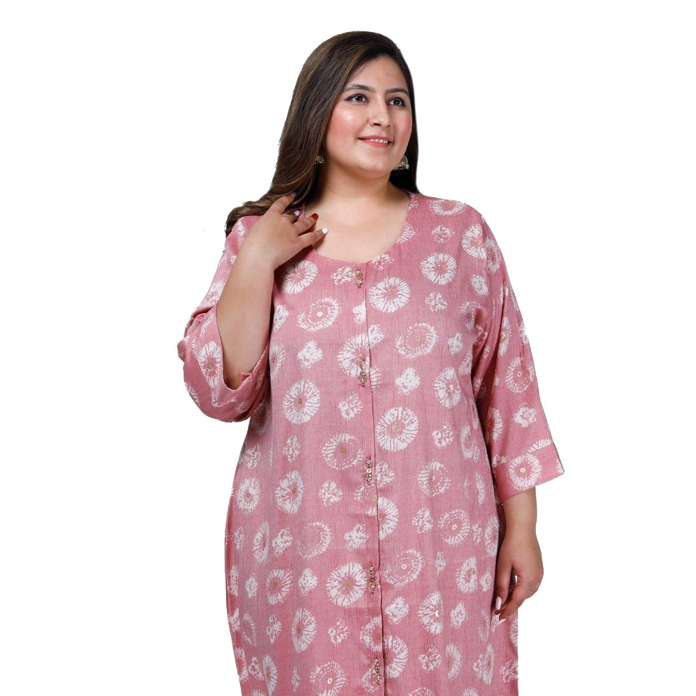 Generisches A-Linien-Kurti mit goldener Folienkapsel für das Büro (Pink) für Damen