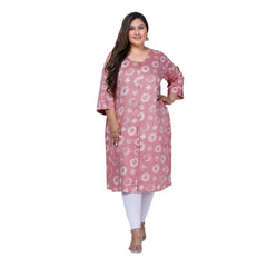 Generic Women's Office wear Golden Foil Capsule A-Line Kurti (Pink)