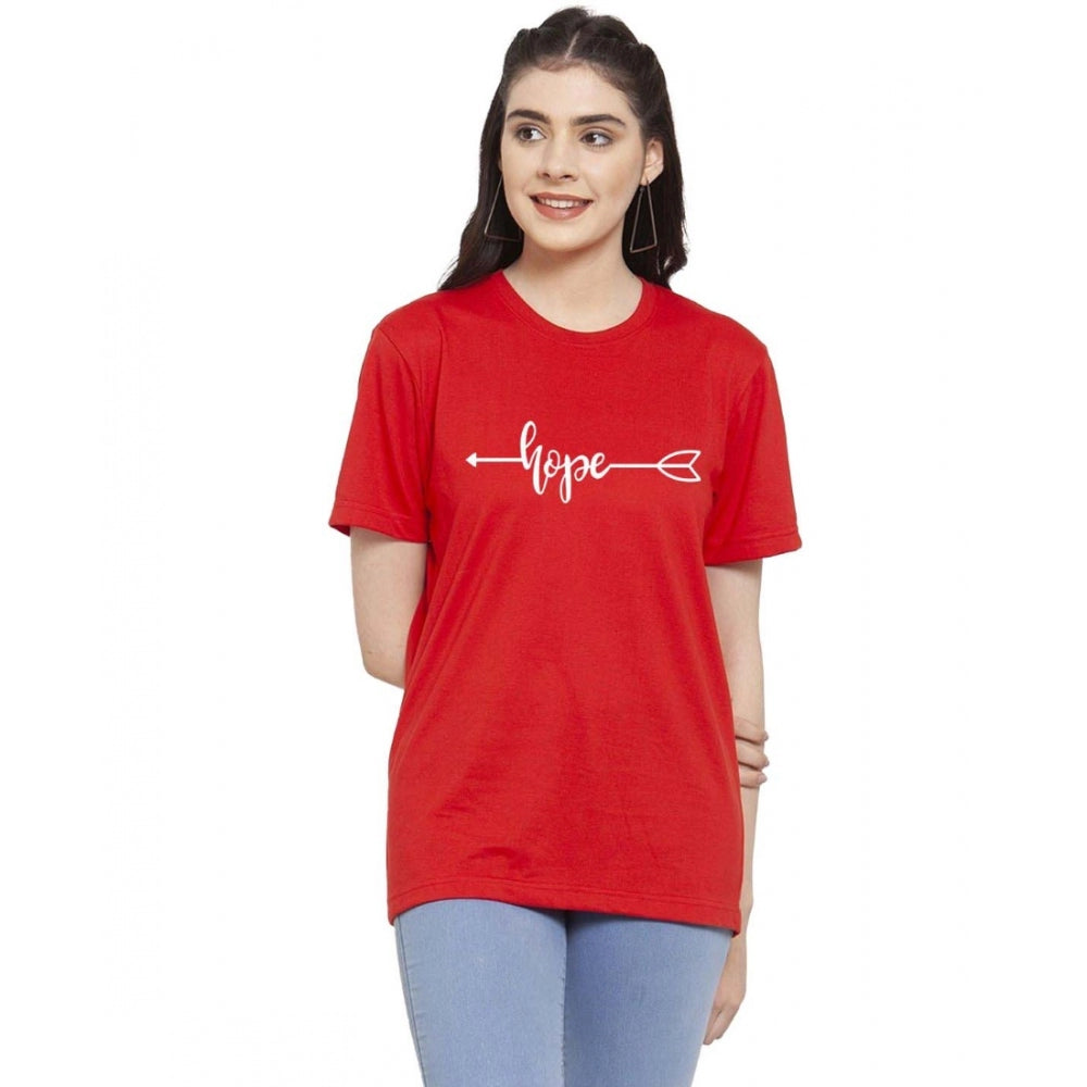 Generic Women's Cotton Blend Hope Printed T-Shirt (Red)