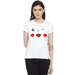 Generic Women's Cotton Blend Graphic Print Printed T-Shirt (White)