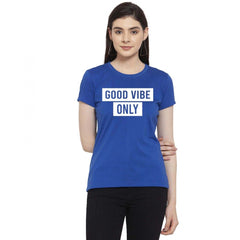 Generisches Damen-T-Shirt mit Aufdruck „Good Vibe Only“ aus Baumwollmischung (blau)