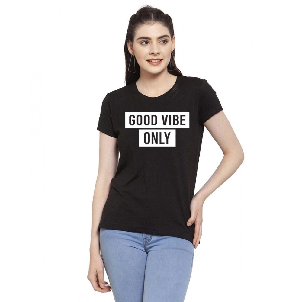 Generisches Damen-T-Shirt mit Aufdruck „Good Vibe Only“ aus Baumwollmischung (Schwarz)