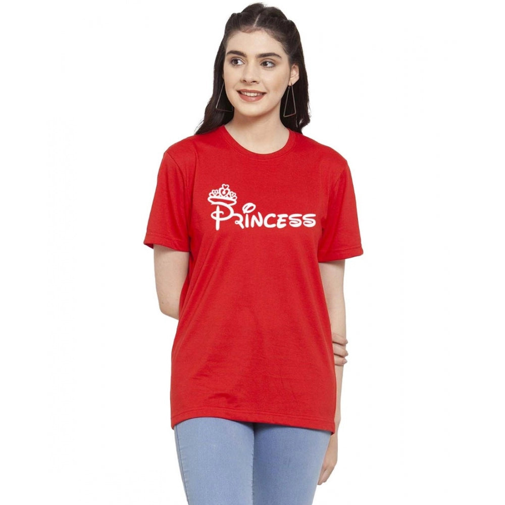 Generisches Damen-T-Shirt mit Prinzessinnen-Aufdruck aus Baumwollmischung (rot)