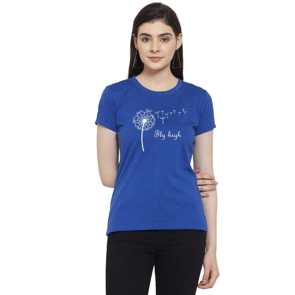 Generisches Damen-T-Shirt mit Aufdruck „Fly High“ aus Baumwollmischung (blau)