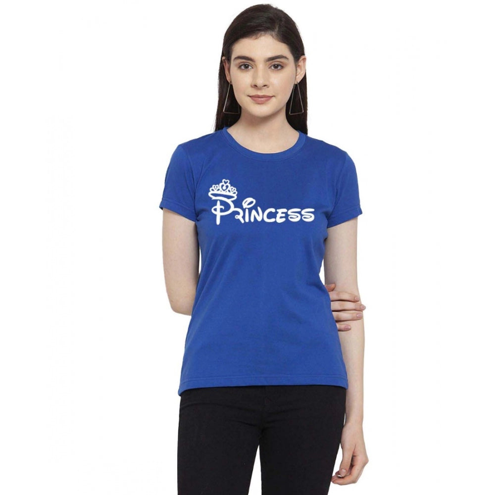 Generisches Damen-T-Shirt mit Prinzessinnen-Aufdruck aus Baumwollmischung (blau)