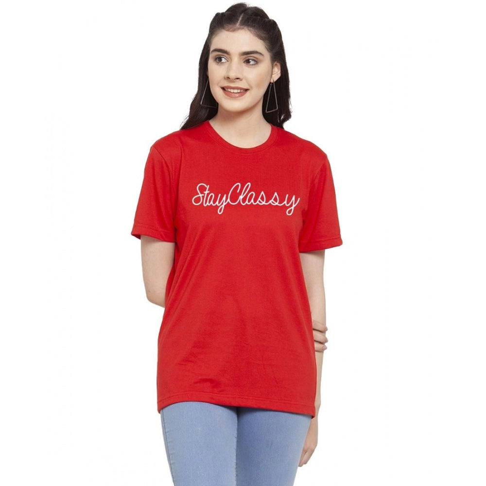 Generisches Damen-T-Shirt mit Aufdruck „Stay Classy“ aus Baumwollmischung (Rot)