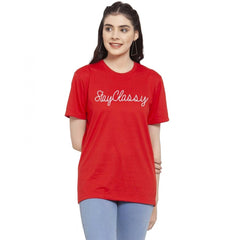 Generisches Damen-T-Shirt mit Aufdruck „Stay Classy“ aus Baumwollmischung (Rot)