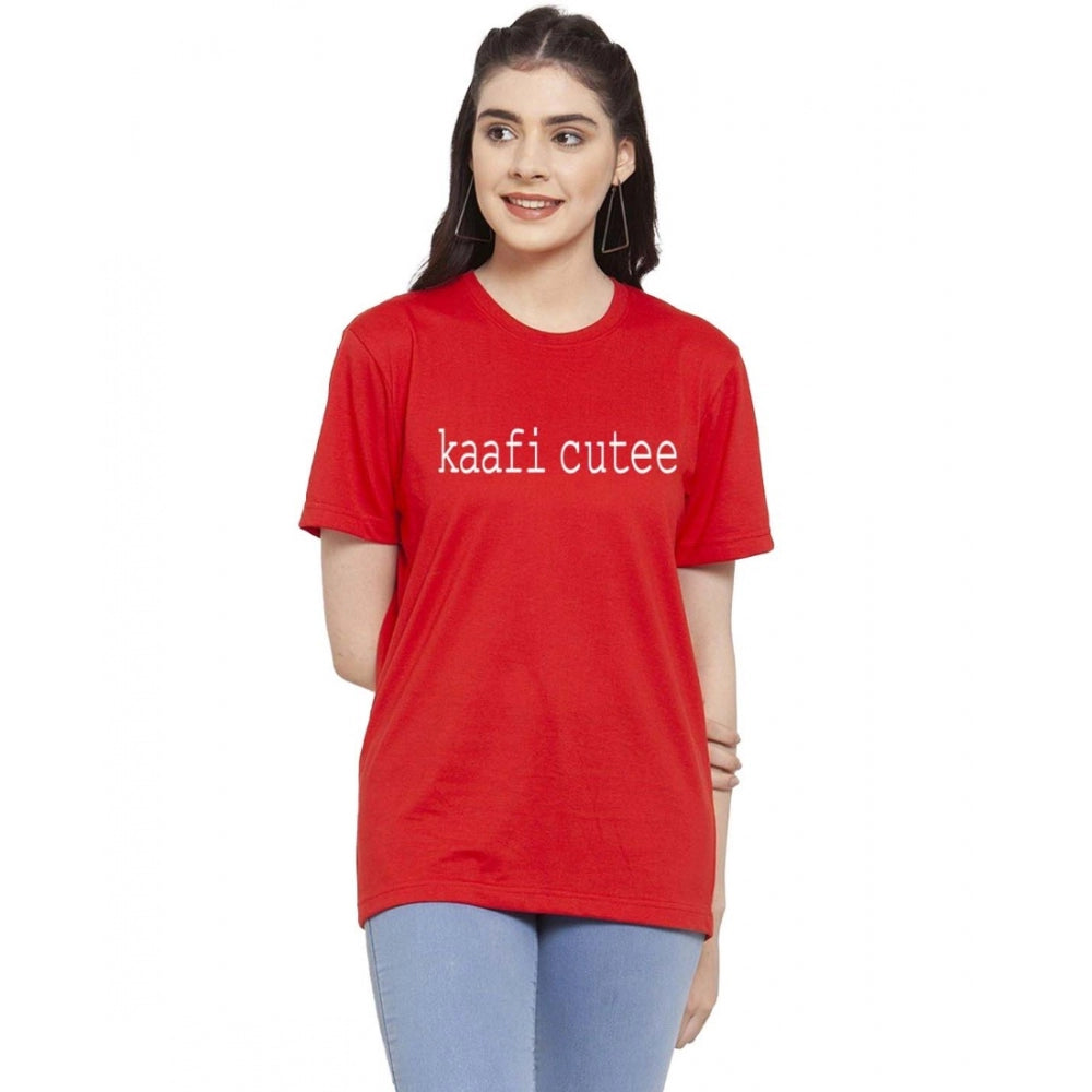 Generisches Damen-T-Shirt mit Kaafi Cutee-Aufdruck aus Baumwollmischung (Rot)